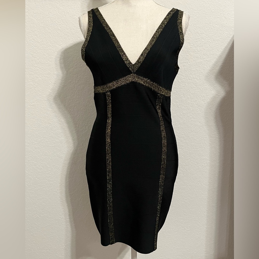 Guess bandage black and gold bodycon dress